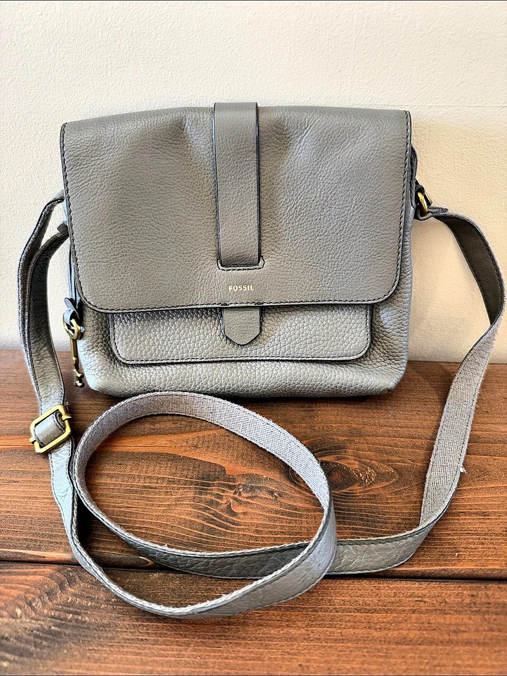 Fossil Harper Small Flap Crossbody Gray Bag
